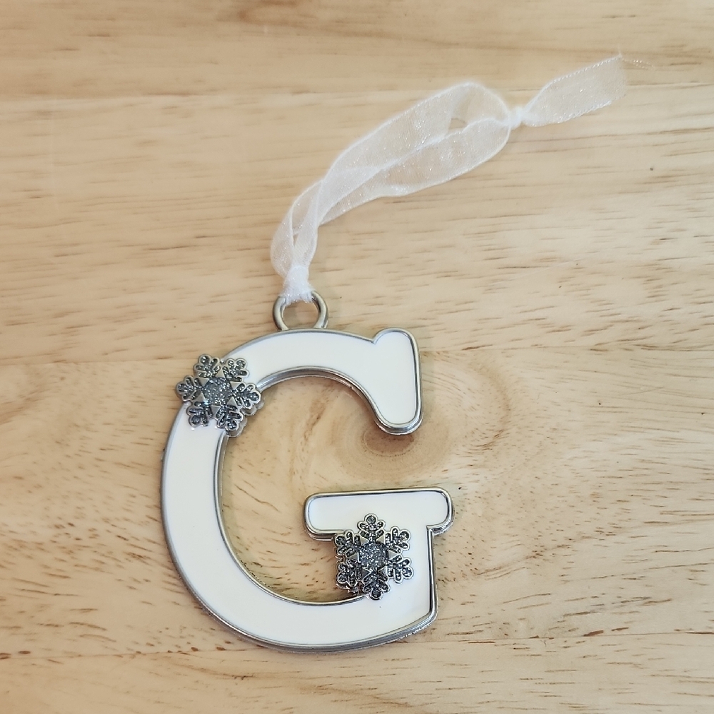 Silver Snowflake G Initial Ornament